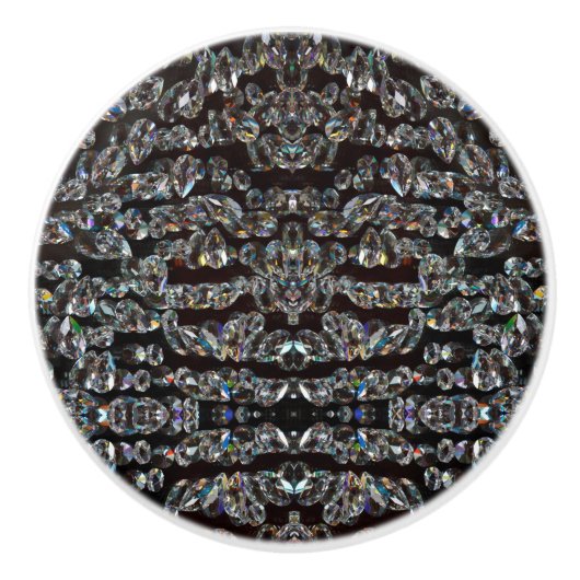 Diamond rhinestone-patroon elegant zilverzwart keramische knop (Voorkant)