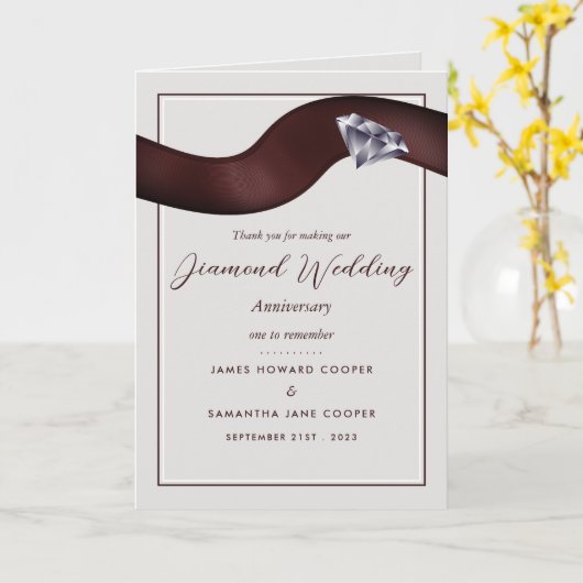 Diamond Ribbon 60 jaar Jubileum Bedankt Kaart (Gele Bloem)