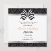 Diamond Ribbon met Damask Pattern Variatie Save The Date (Achterkant)