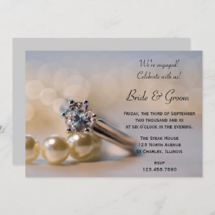 Diamond Ring and Pearls Engagement Party Kaart