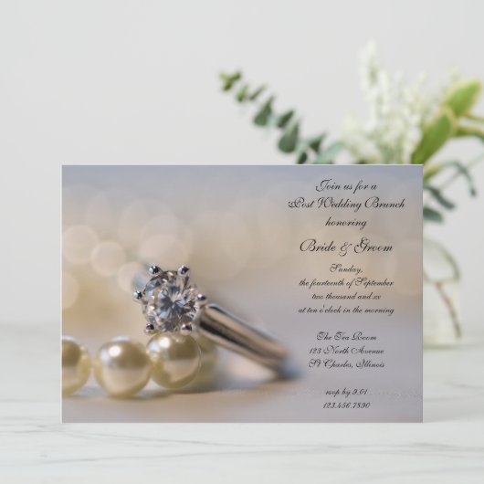 Diamond Ring and Pearls Post Wedding Brunch Kaart (Staand voorkant)