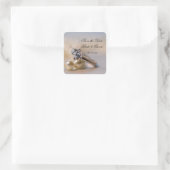 Diamond Ring and Pearls Wedding Save the Date Vierkante Sticker (Tas)