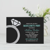 Diamond Ring Aqua Blauw Bruiloft Bachelorette Part Kaart (Staand voorkant)