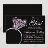 Diamond ring, Baby shower, zei ze ja roze Kaart (Voorkant / Achterkant)