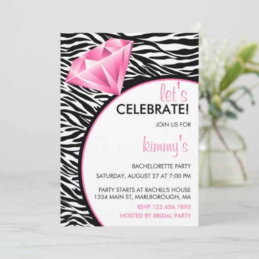 Diamond Ring Bling Bachelorette Party Kaart (Staand voorkant)