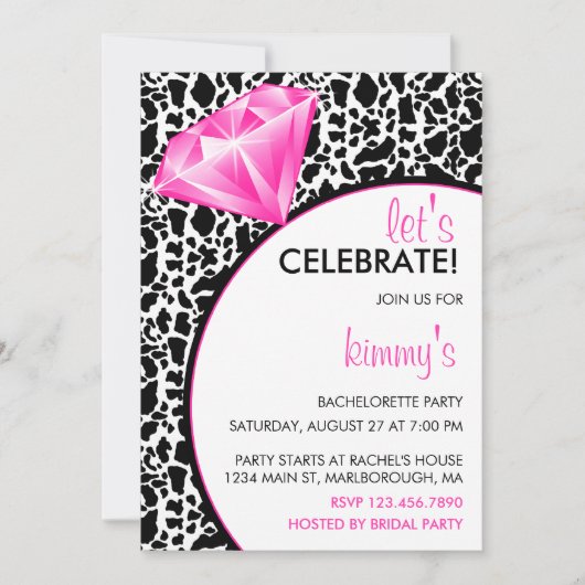 Diamond Ring Bling Bachelorette Party Kaart (Voorkant)