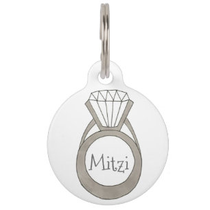 Diamond Ring Bling Personalized Mode Pet Tag Huisdierpenning