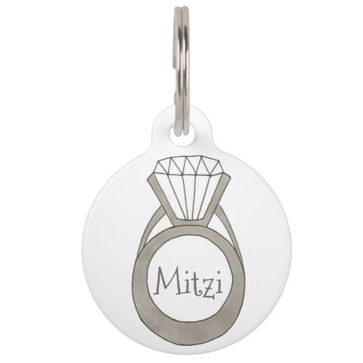 Diamond Ring Bling Personalized Mode Pet Tag Huisdierpenning (Voorkant)