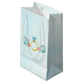 Diamond Ring, Blue Waterverf Flowers Klein Cadeauzakje