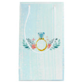 Diamond Ring, Blue Waterverf Flowers Klein Cadeauzakje (Voorkant)