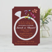 Diamond Ring Bourgogne Silver Glamour Vrijgezellen Kaart (Staand voorkant)