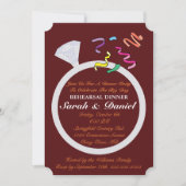 Diamond Ring Bourgogne Silver Glamour Vrijgezellen Kaart (Voorkant)