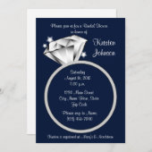 Diamond Ring Bridal Shower Invitation Navy Blue Kaart (Voorkant / Achterkant)