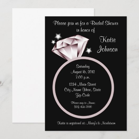 Diamond Ring Bridal Shower Kaart (Voorkant / Achterkant)