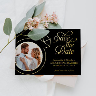 Diamond Ring Custom Photo Wedding Save the Date Folie Uitnodiging