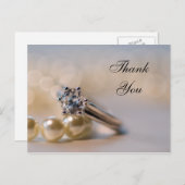 Diamond Ring en Parels Bruiloft Dank u Briefkaart (Voorkant / Achterkant)