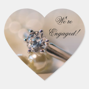 Diamond Ring en Parels Verloving Envelope Seals Hart Sticker