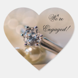 Diamond Ring en Parels Verloving Envelope Seals Hart Sticker