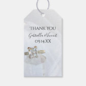 Diamond Ring en Pillar Crystal Wedding Favor Label Cadeaulabel (Voorkant)
