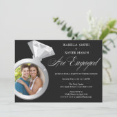 Diamond Ring Engagement Party Invite (Foto) Kaart (Staand voorkant)