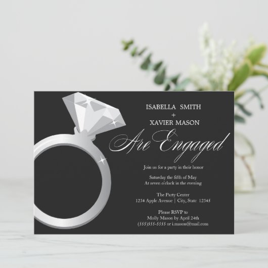 Diamond Ring Engagement Party nodigt uit Kaart (Staand voorkant)