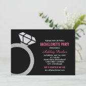 Diamond Ring Hot Pink Wedding Bachelorette Party Kaart (Staand voorkant)