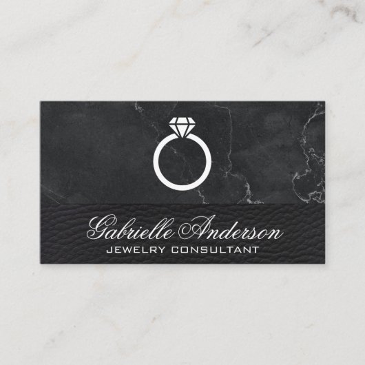 Diamond Ring Icon | Marmer Leather Lux Visitekaartje (Voorkant)