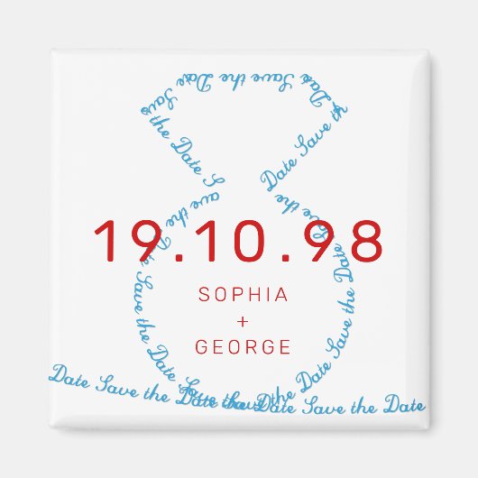 Diamond Ring Loop bespaart de date Wedding Magnet (Voorkant)
