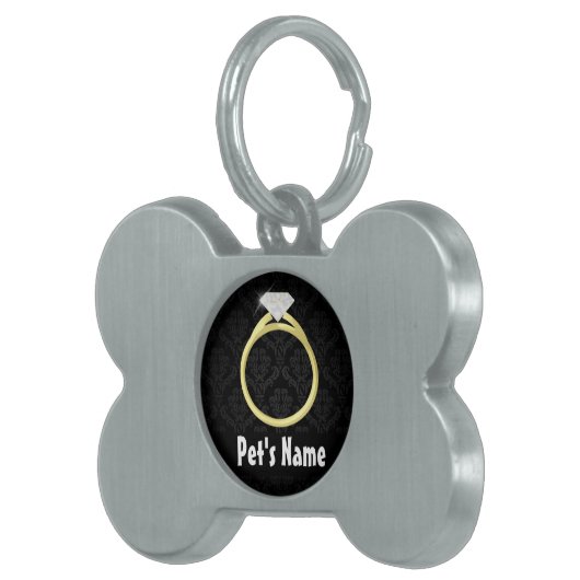 Diamond Ring on Black Huisdieren Naamplaatje (Voorkant Rechts)