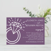 Diamond Ring Paarse bruiloft verlovingsfeest Kaart (Staand voorkant)