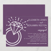 Diamond Ring Paarse bruiloft verlovingsfeest Kaart (Voorkant / Achterkant)