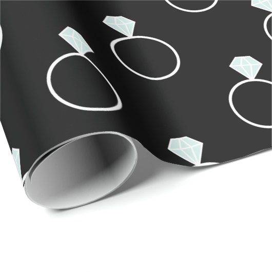 Diamond Ring Pattern - Black Cadeaupapier (Rol Hoek)