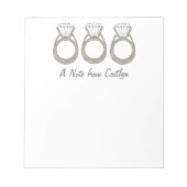 Diamond Ring Personalized Bride Wedding Notitieblo Notitieblok (Voorkant)
