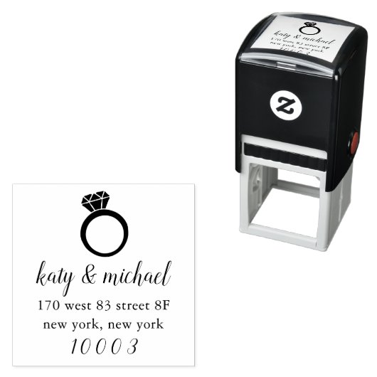 Diamond Ring Return Address Stamp Zelfinktende Stempel (In situ)