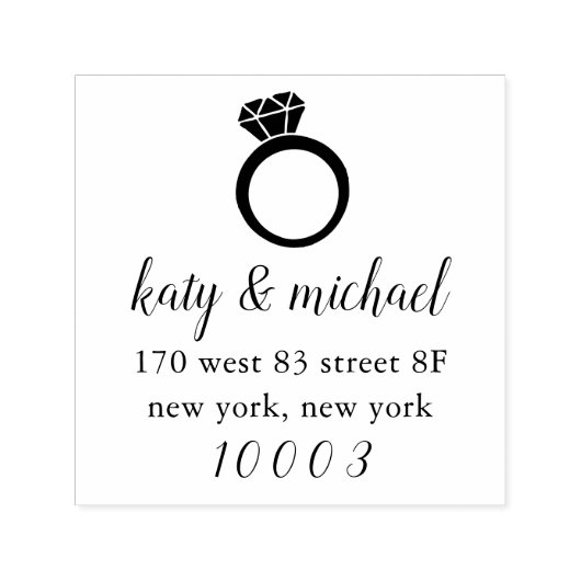 Diamond Ring Return Address Stamp Zelfinktende Stempel (Design)