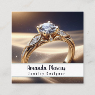 Diamond Ring Sieraden Ontwerper Juwelier Vierkante Visitekaartje