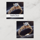 Diamond Ring Sieraden Ontwerper Juwelier Vierkante Visitekaartje (Voorkant / Achterkant)