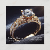 Diamond Ring Sieraden Ontwerper Juwelier Vierkante Visitekaartje (Achterkant)