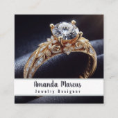 Diamond Ring Sieraden Ontwerper Juwelier Vierkante Visitekaartje (Voorkant)