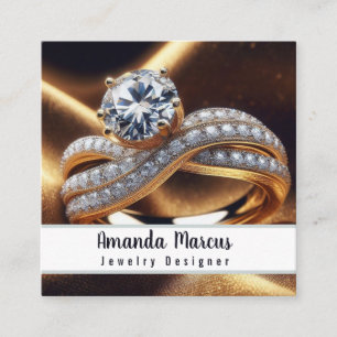Diamond Ring Sieraden Ontwerper Juwelier Vierkante Visitekaartje