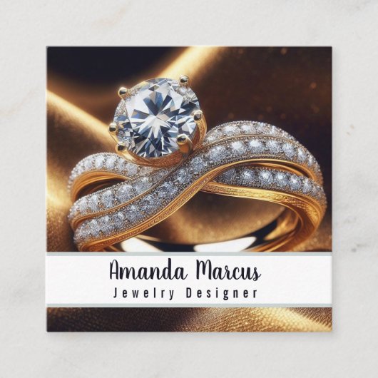 Diamond Ring Sieraden Ontwerper Juwelier Vierkante Visitekaartje