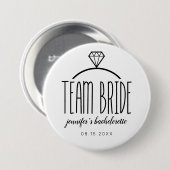Diamond Ring Team Bride Bachelorette Ronde Button 7,6 Cm (Voorkant /achterkant)