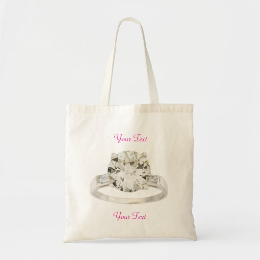 Diamond Ring Verloving Bridal Party Gift Canvas ta Tote Bag (Voorkant)