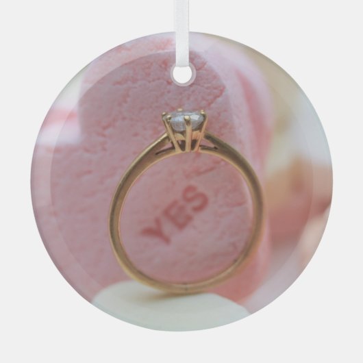 Diamond Ring Verloving Glas Ornament (Voorkant)