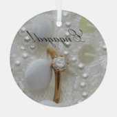 Diamond Ring Verloving Glas Ornament (Achterkant)