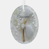 Diamond Ring Verloving Glas Ornament (Voorkant links)