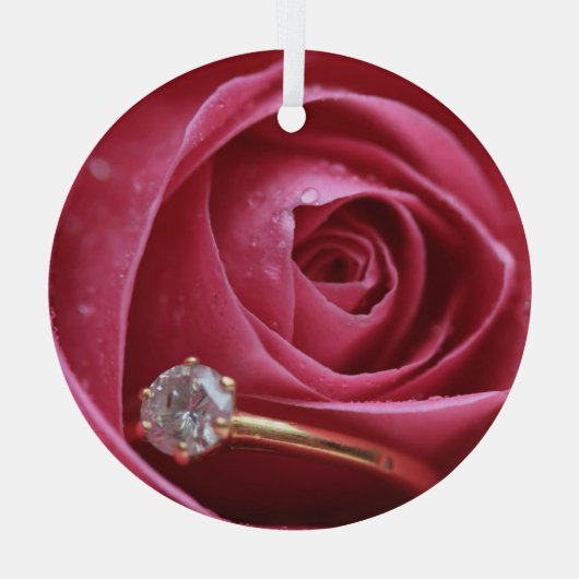 Diamond Ring-voorstel Glas Ornament (Achterkant)