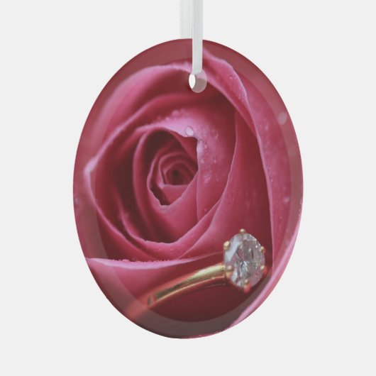 Diamond Ring-voorstel Glas Ornament (Voorkant Rechts)