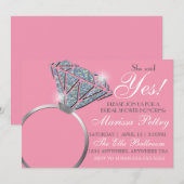 Diamond ring, Vrijgezellenfeest, zei ze ja, roze Kaart (Voorkant / Achterkant)