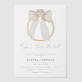 Diamond Ring Ze bindt het knoop Vrijgezellenfeest Vellum Uitnodigingen (Voorkant)